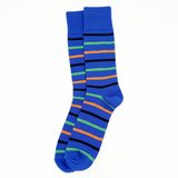 RL POLO VIBRANT STRIPE CREW SOCKS (BLUE/NEON)