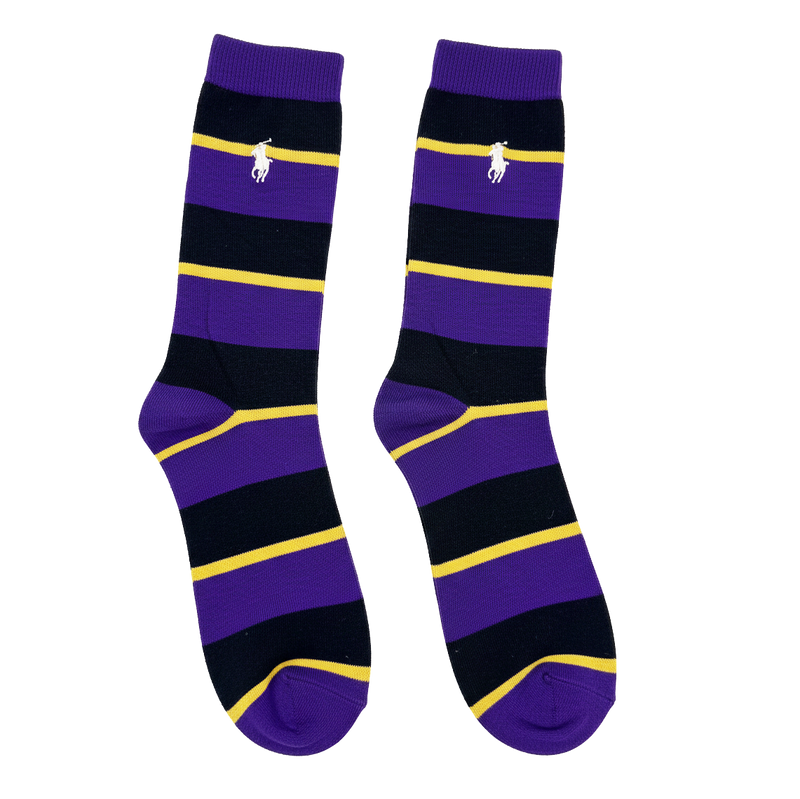 RL POLO BOLD PURPLE AND BLACK STRIPE SOCKS