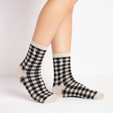 RL POLO BLACK & CREAM BUFFALO CHECK CREW SOCKS