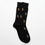 RL POLO BLACK ALLOVER PONY PRINT DRESS SOCKS