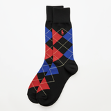 RL POLO BLACK ARGYLE DRESS SOCKS (RED/BLUE)
