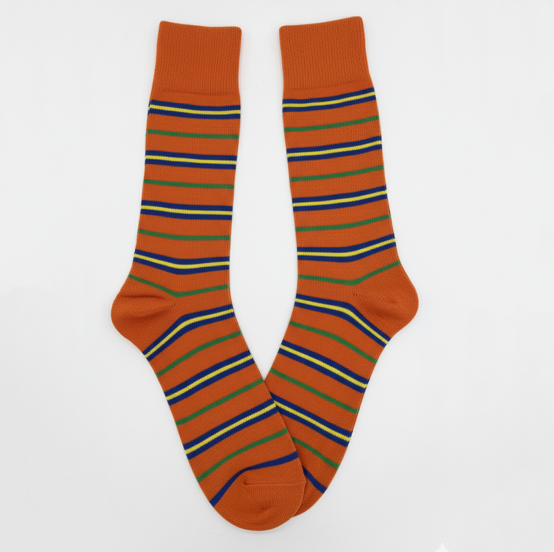 RL POLO RUST MULTI-STRIPE CREW SOCKS
