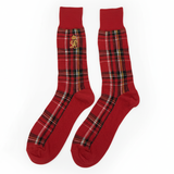 RL POLO RED TARTAN DRESS SOCKS (CREST DETAIL)