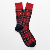 RL POLO RED & NAVY ROYAL STEWART TARTAN SOCKS