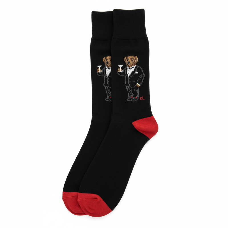 RL POLO THE TUXEDO BEAR BLACK TIE SOCKS