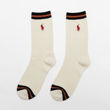 RL POLO CREAM RIBBED SOCKS WITH SPORTY STRIPES