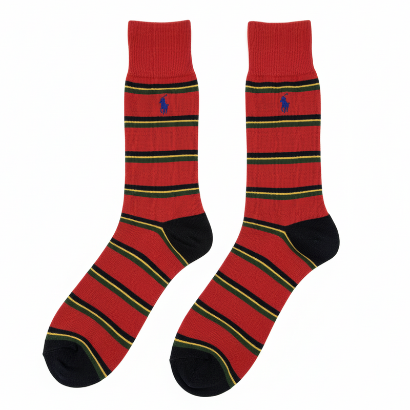 RL POLO STRIPED DRESS SOCKS (RED/BLUE/YELLOW)