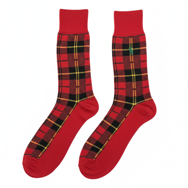 RL POLO RED TARTAN CONTRAST FOOT SOCKS