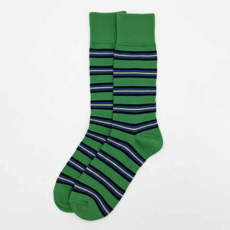 RL POLO VIBRANT GREEN MULTI-STRIPE CREW SOCKS