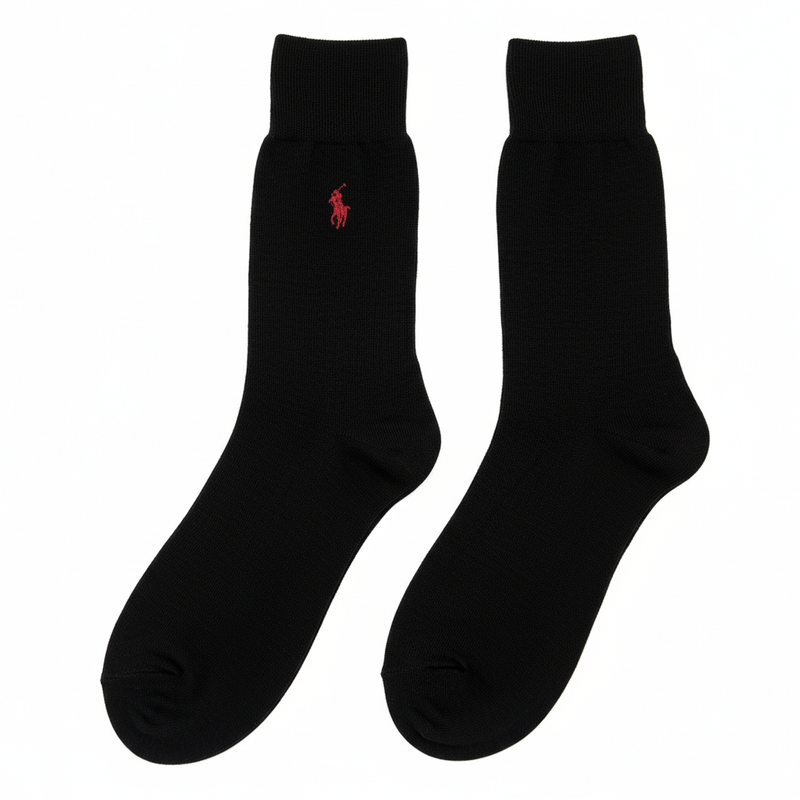 RL POLO THE FOUNDATION BLACK RIBBED SOCK