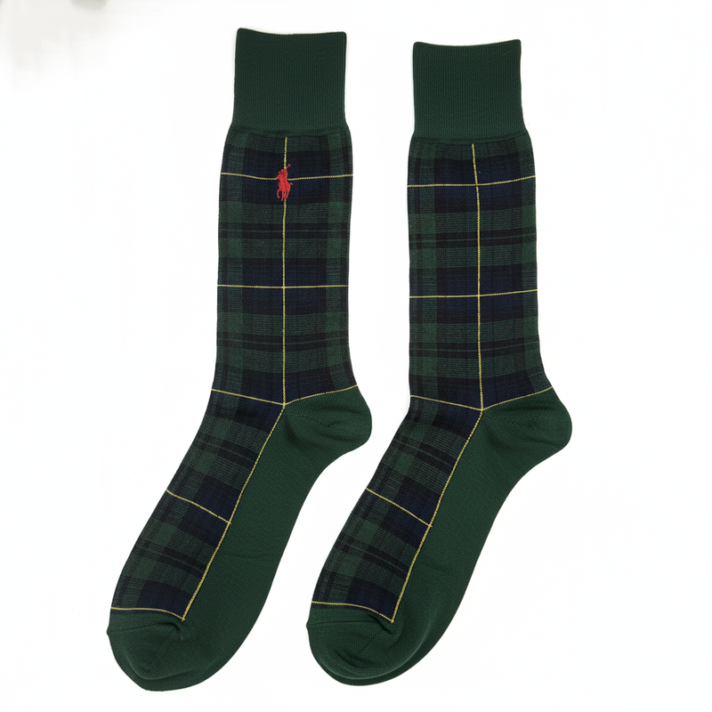RL POLO THE EXECUTIVE PANEL PLAID SOCK