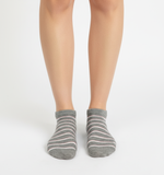 GREY & PINK MICRO STRIPE ANKLE SOCKS
