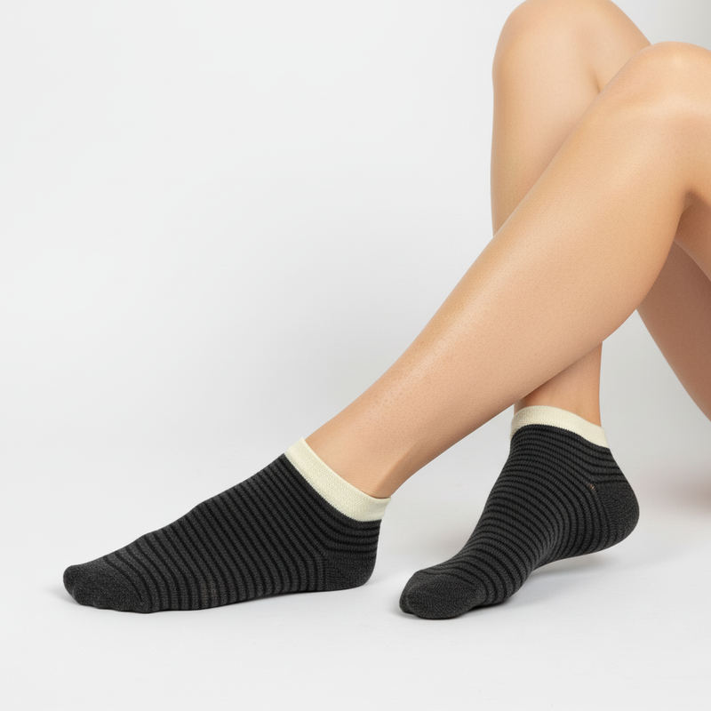 CHARCOAL MICRO-STRIPE NO-SHOW SOCKS