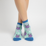 KAWAII HIPPO ANKLE SOCKS (MINT & LILAC)