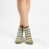 COTTAGE PLAID ANKLE SOCKS (SAGE & RUST)