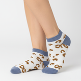 WILD BOW LEOPARD ANKLE SOCKS (WHITE & BROWN)