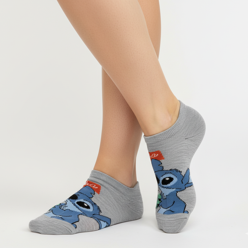 STITCH HUGGING DUCK NO-SHOW SOCKS (GREY)