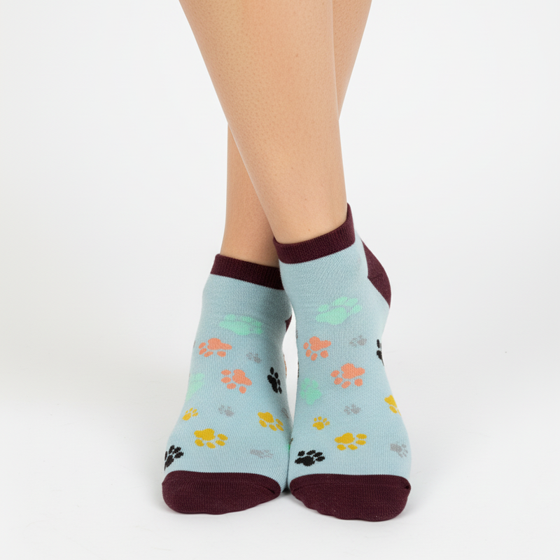 SWEET PAWS & CLOUDS ANKLE SOCKS (SKY BLUE)