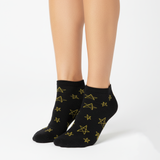 MIDNIGHT SPARKLE NO-SHOW SOCKS (BLACK & GOLD STAR PATTERN)