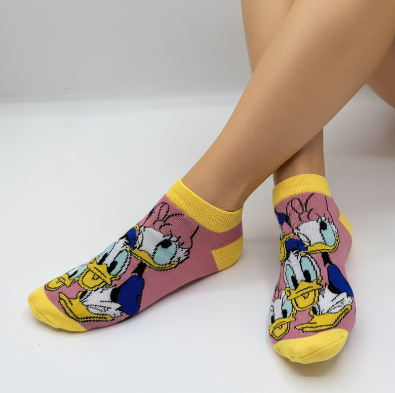 DONALD & DAISY SWEETHEARTS ANKLE SOCKS (PINK & YELLOW)