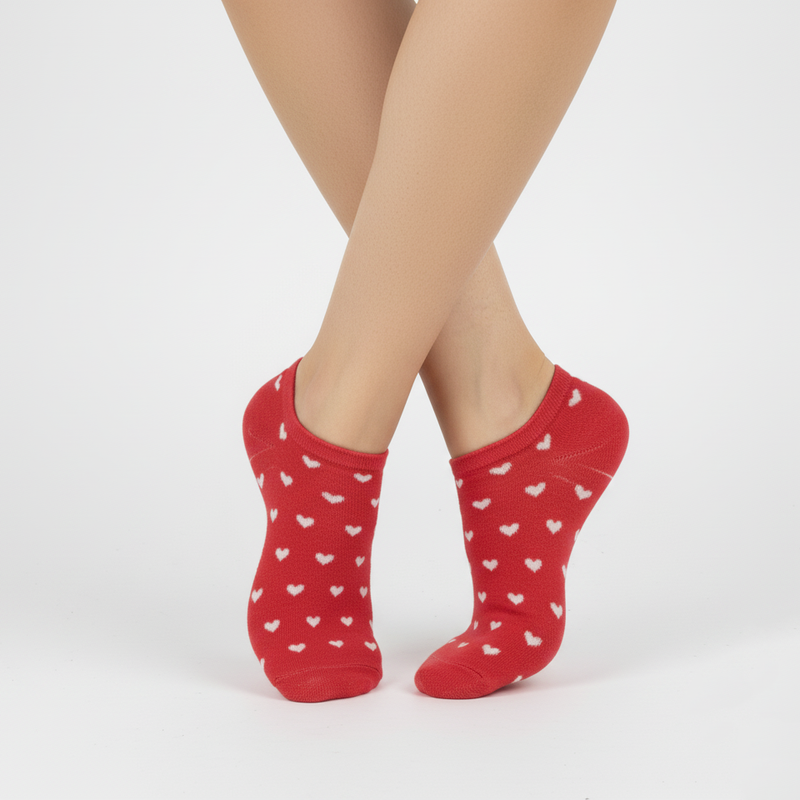 VALENTINE LOW-CUT HEART SOCKS (CHERRY RED)