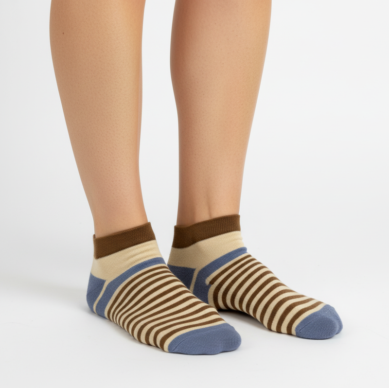 EARTH TONE STRIPE QUARTER SOCKS