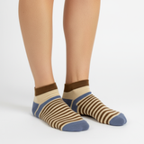 EARTH TONE STRIPE QUARTER SOCKS