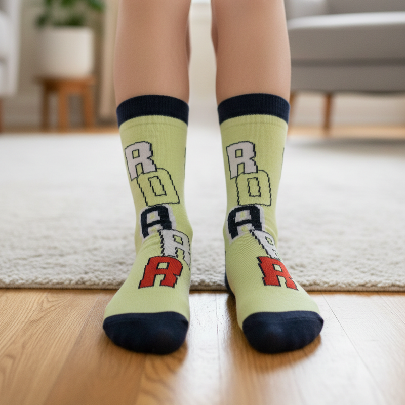 DINOSAUR ROAR POWER CREW SOCKS (4 - 7 YRS)