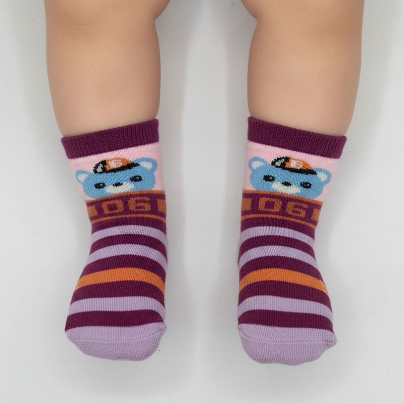 SWEET STRIPE BEAR FACE SOCKS (2 - 5 YRS)