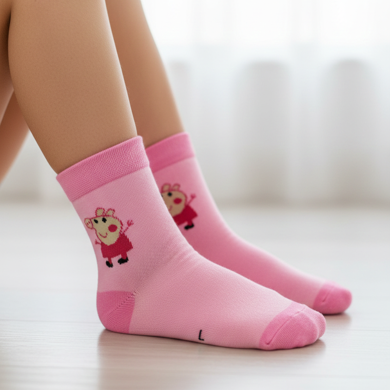 PRETTY PINK PIGLET CHARACTER SOCKS (4 - 7 YRS)