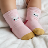BUNNY HOP PINK & GOLD BABY SOCKS (2 - 5 YRS)
