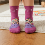 PURPLE GLITTER KITTY CREW SOCKS (4 - 7 YRS)