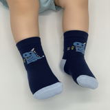 NAVY BLUE T-REX BABY ANKLE SOCKS (2 - 5 YRS)