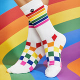 RAINBOW CHECKERBOARD SPORT SOCKS