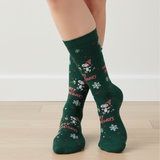 SNOOPY "HAPPY HOLIDAYS" FOREST GREEN SOCKS