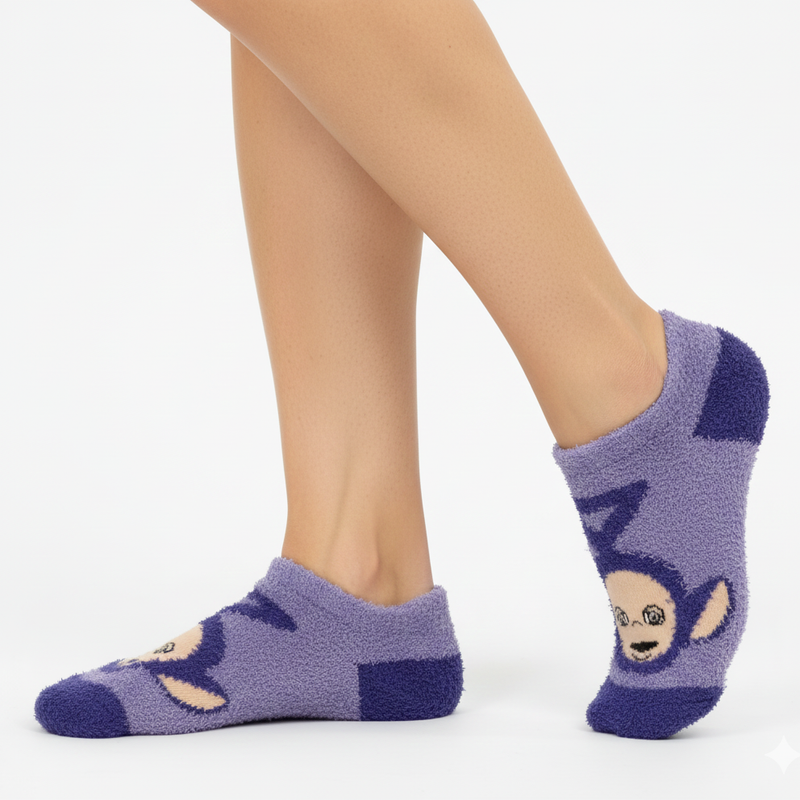 "TINKY WINKY" FUZZY ANKLE SOCKS