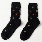 MIDNIGHT MEADOW EMBROIDERED FLORAL SOCKS