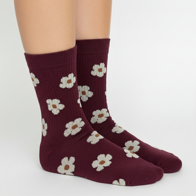 AUTUMN BLOOM FLORAL CREW SOCKS
