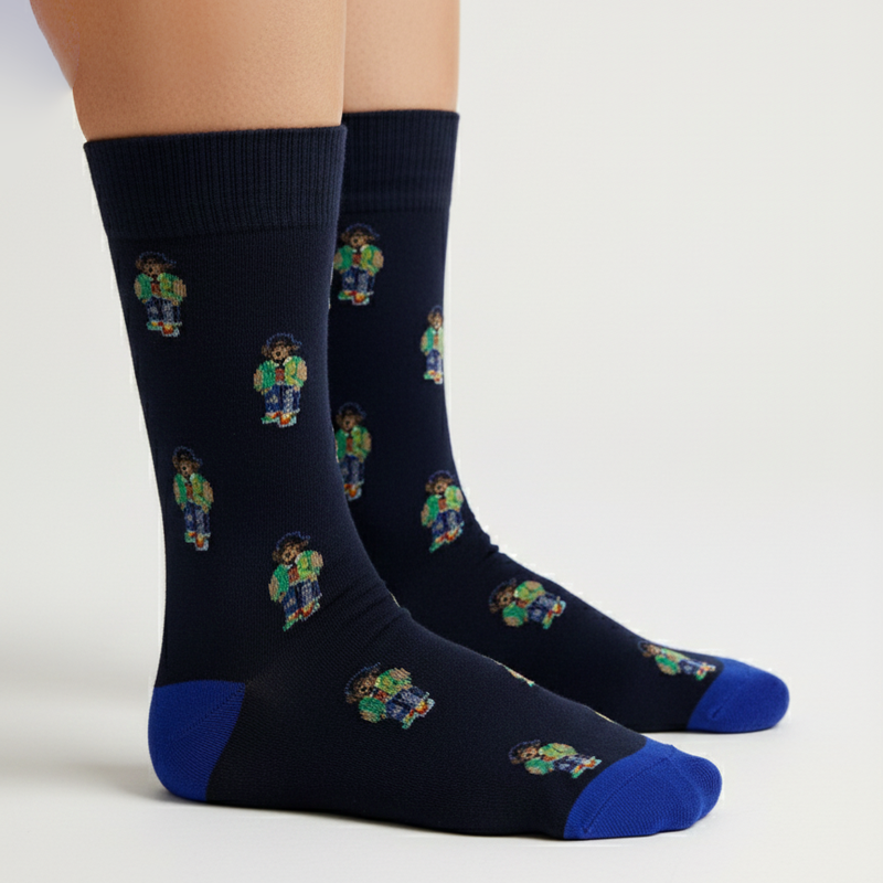 RL POLO BEAR ALL-OVER NAVY CREW SOCKS