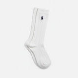 RL POLO CLASSIC WHITE CABLE-KNIT POLO SOCKS