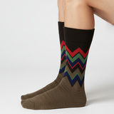 EARTH TONE ZIG-ZAG CREW SOCKS