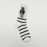 RL POLO NAUTICAL STRIPE ARTIST BEAR SOCKS