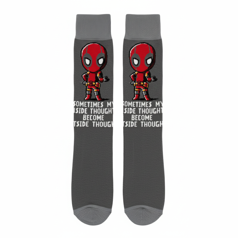 DEADPOOL "INSIDE THOUGHTS" GRAPHIC SOCKS
