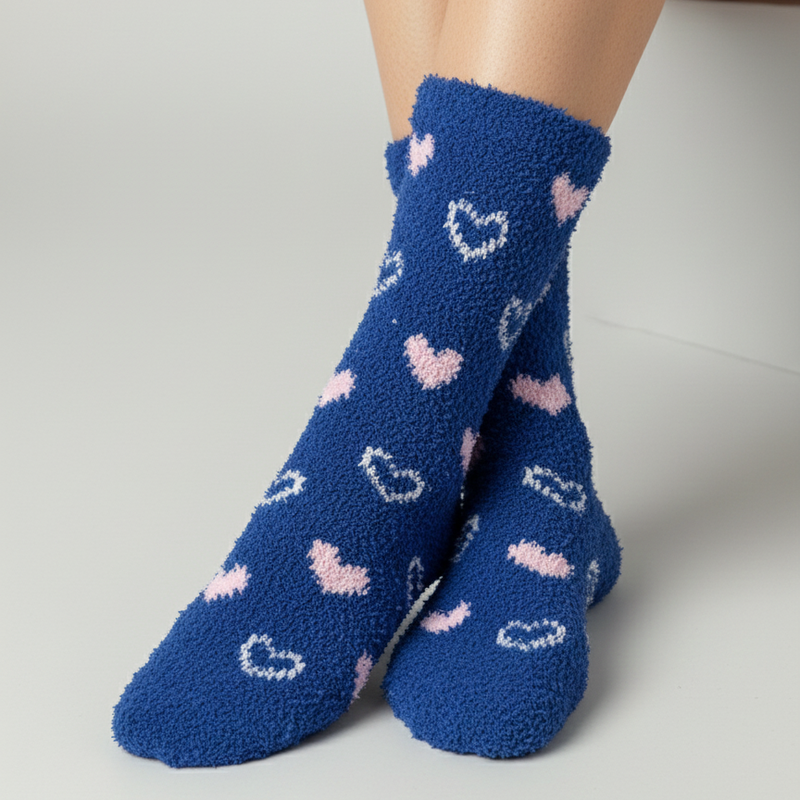 MIDNIGHT BLUE HEART COZY WARM SOCKS