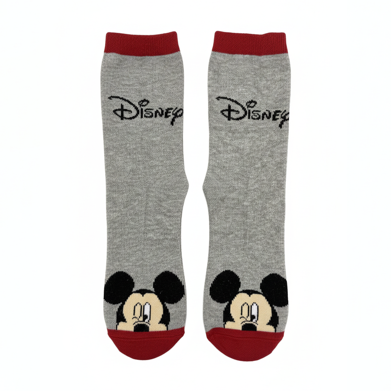 CLASSIC MICKEY MOUSE GREY & RED CREW SOCKS