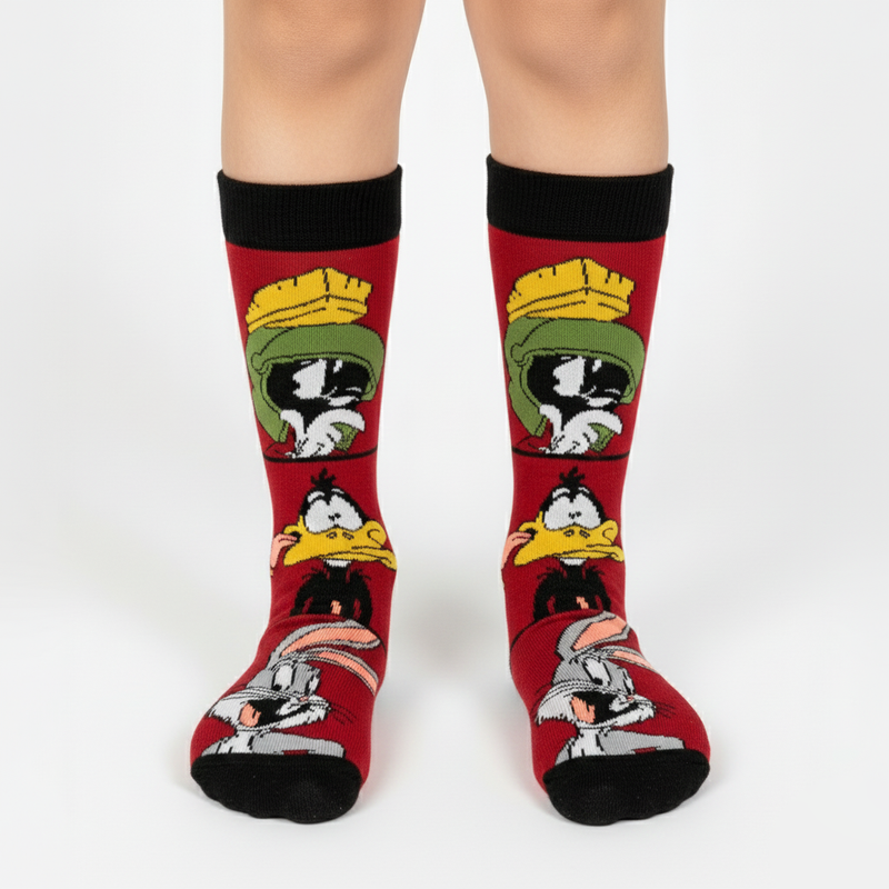 LOONEY TUNES "TRIPLE THREAT" RED SOCKS