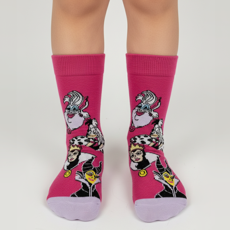 DISNEY VILLAINS MULTI-CHARACTER SOCKS 7-10 YRS
