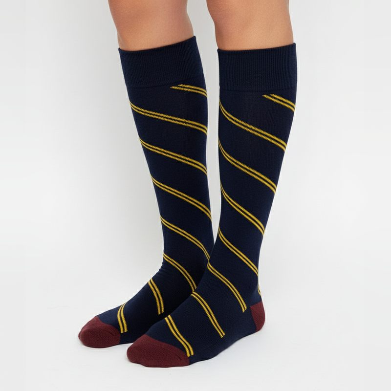 EXECUTIVE NAVY & GOLD DIAGONAL STRIPE SOCKS