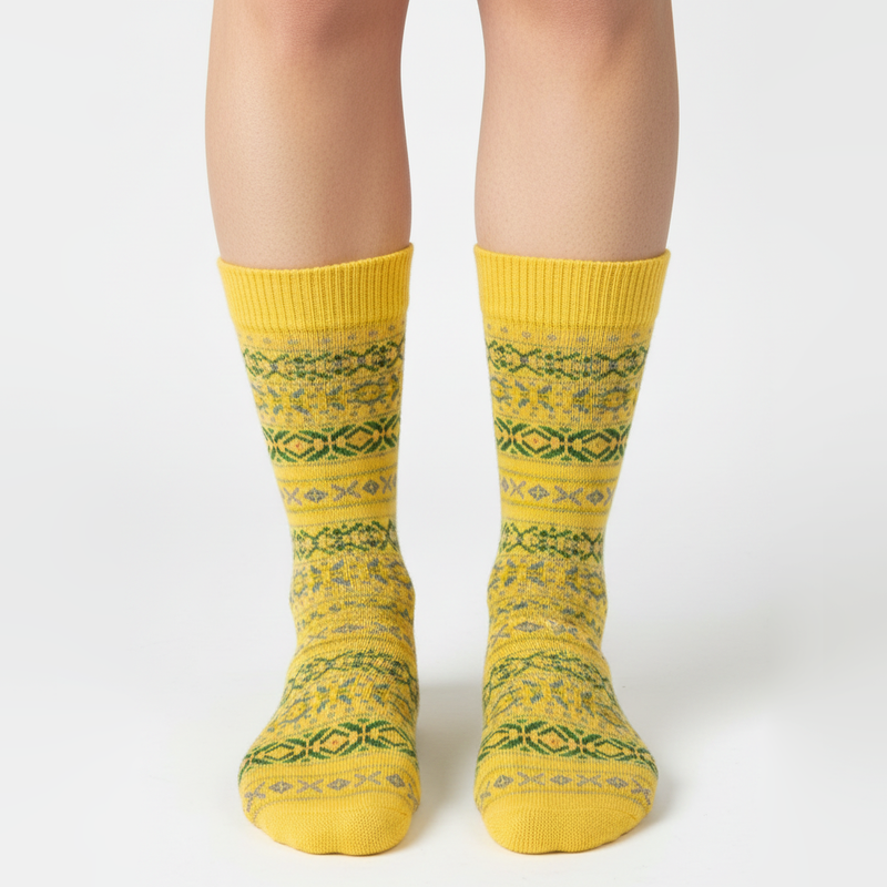 GOLDEN MEADOW FAIR ISLE KNIT SOCKS