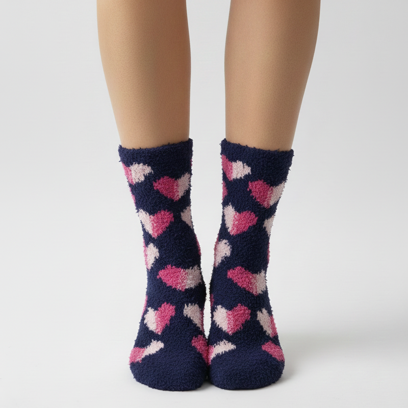 MIDNIGHT ROSE HEARTS COZY WARM SOCKS